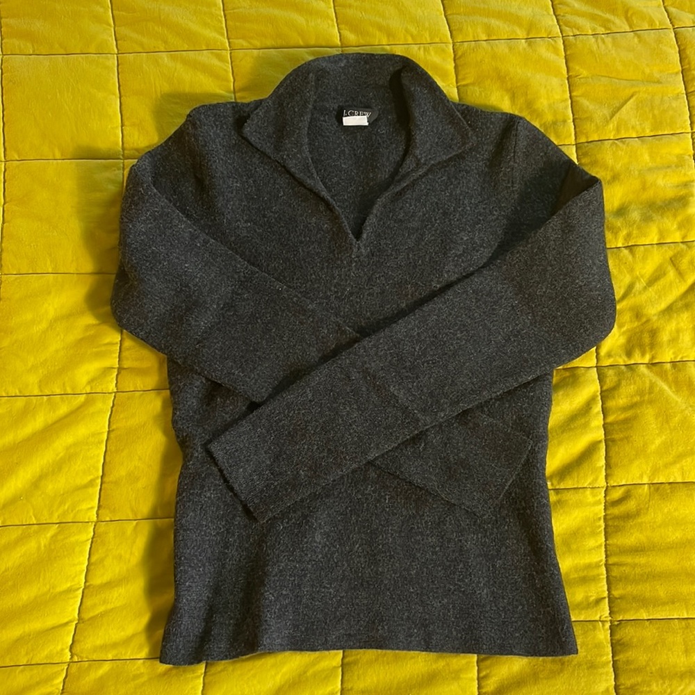 J Crew charcoal grey wool collared sweater S